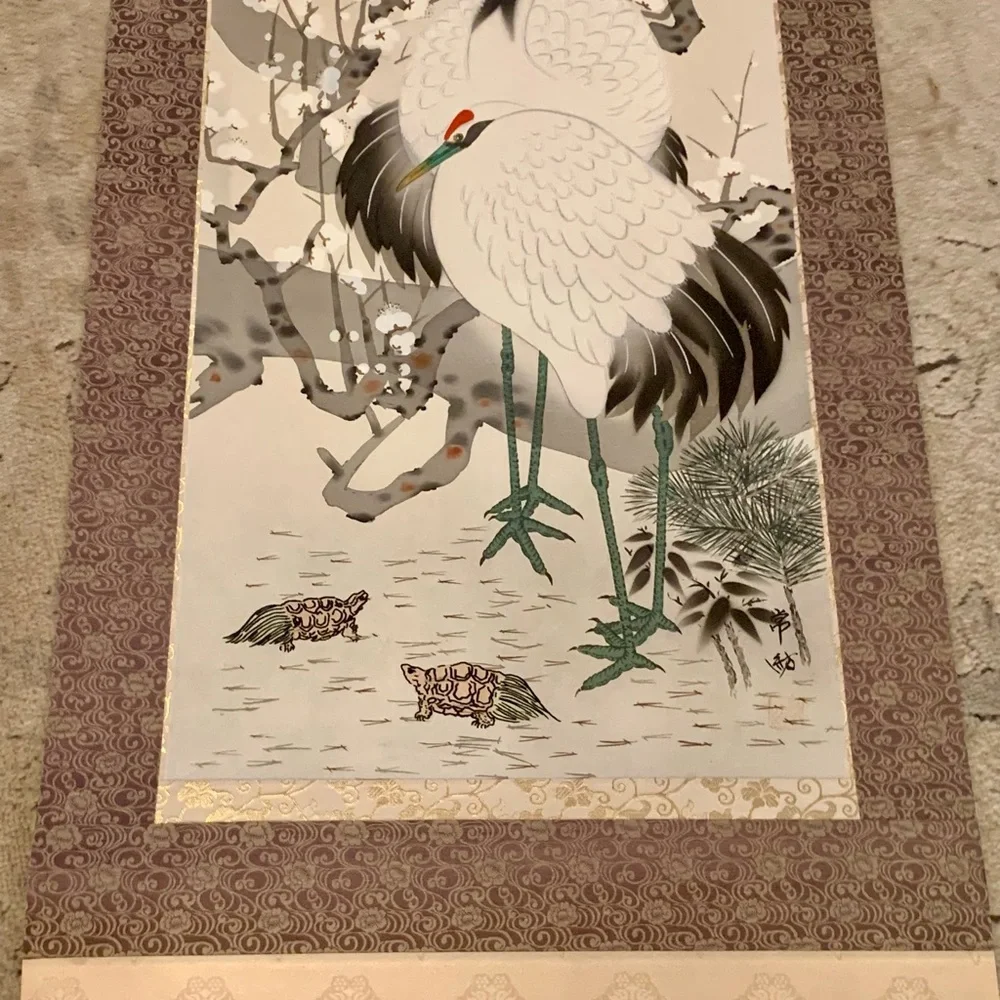 Japanese Hanging Scroll Crane Wall hanging Decoration